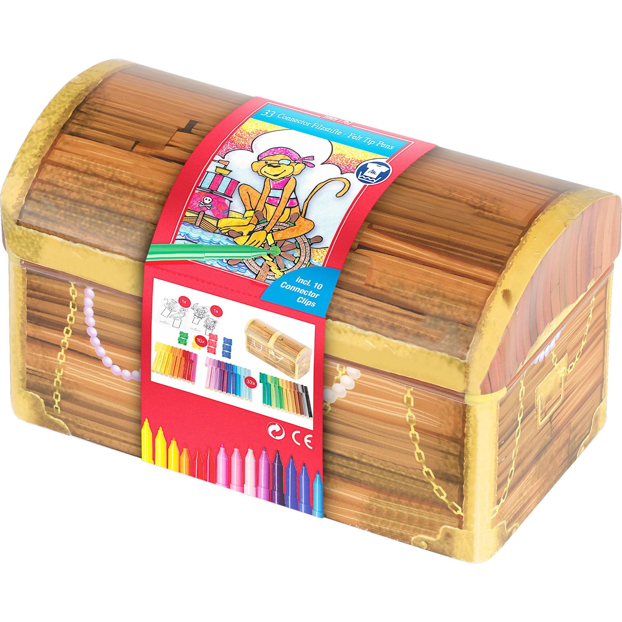 Marcador Connector Cofre Tesoro Faber-Castell x33 Colores
