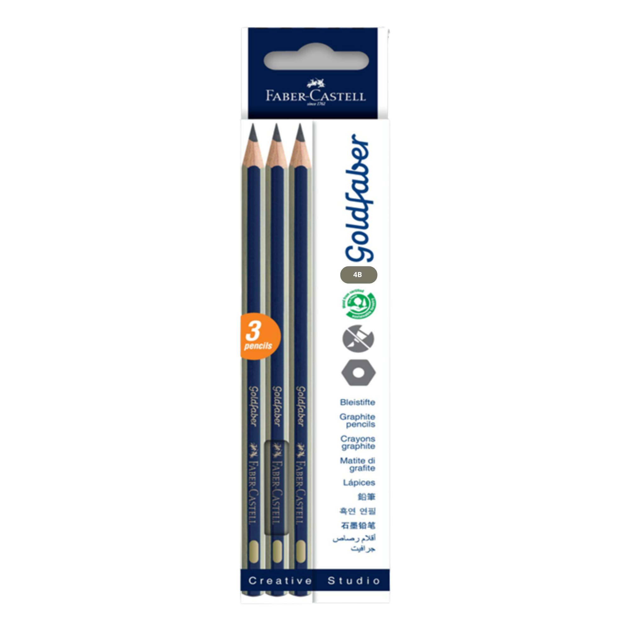 Lápiz Grafito Goldfaber 1221 4B Faber-Castell Pack X 3