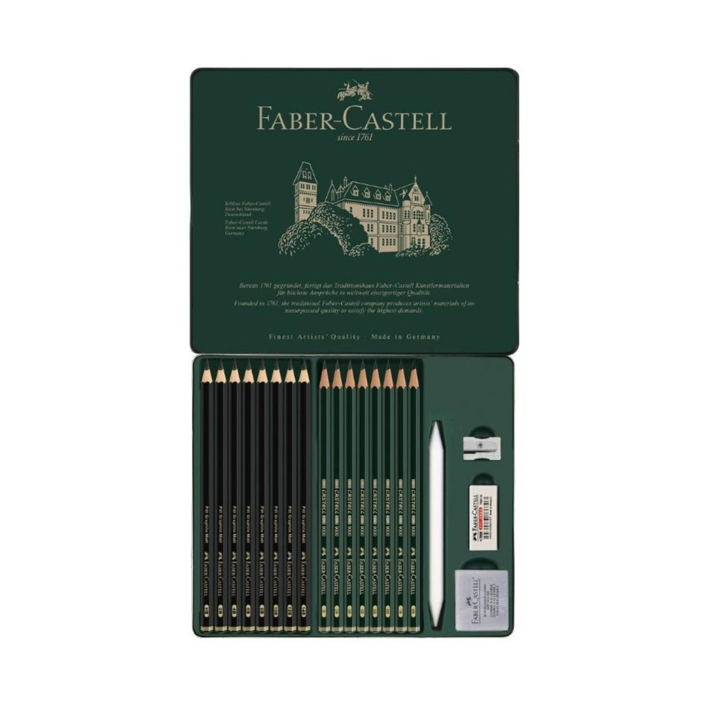 Estuche de metal Pitt Graphite Matt y Castell 9000 x20