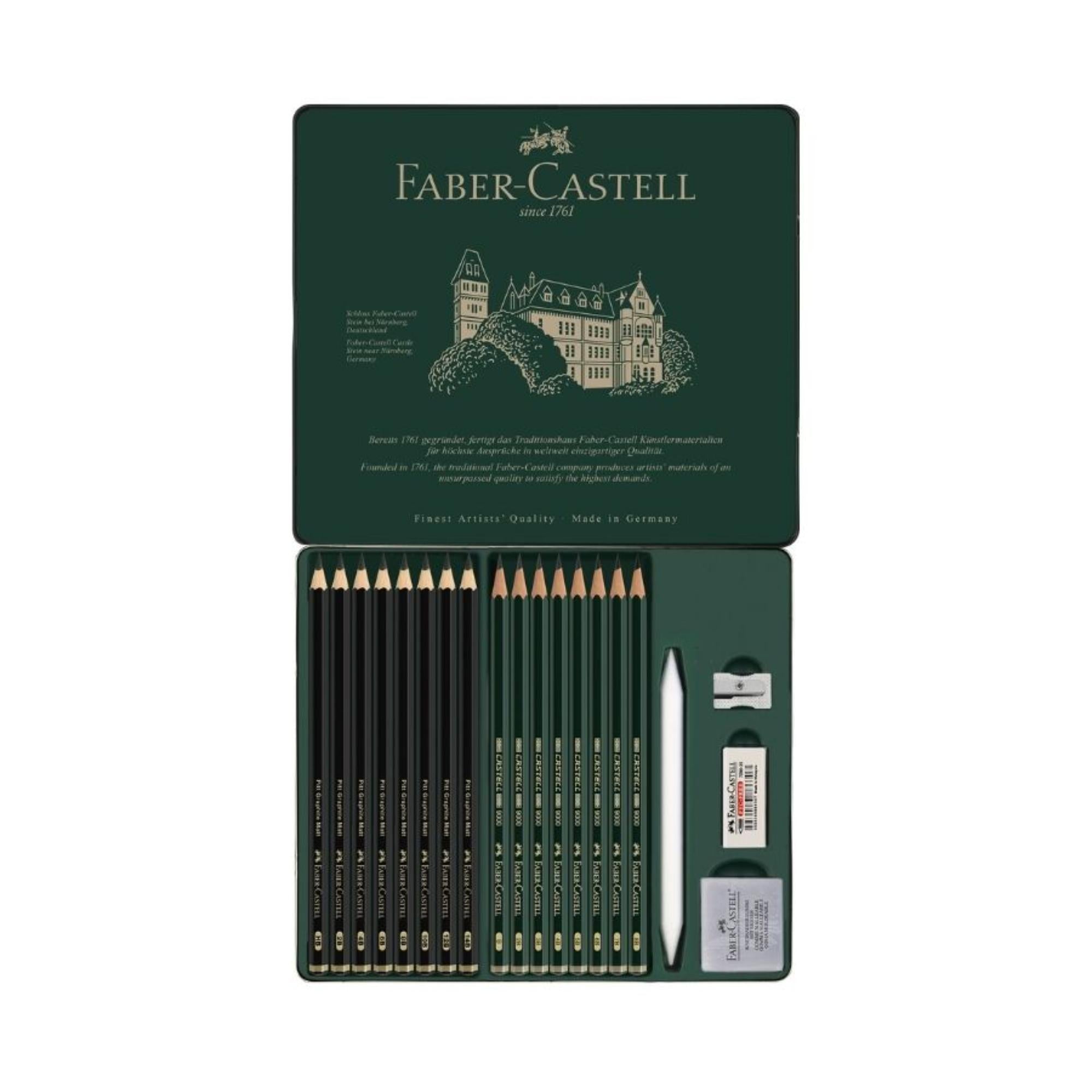 Estuche de metal Pitt Graphite Matt y Castell 9000 x20