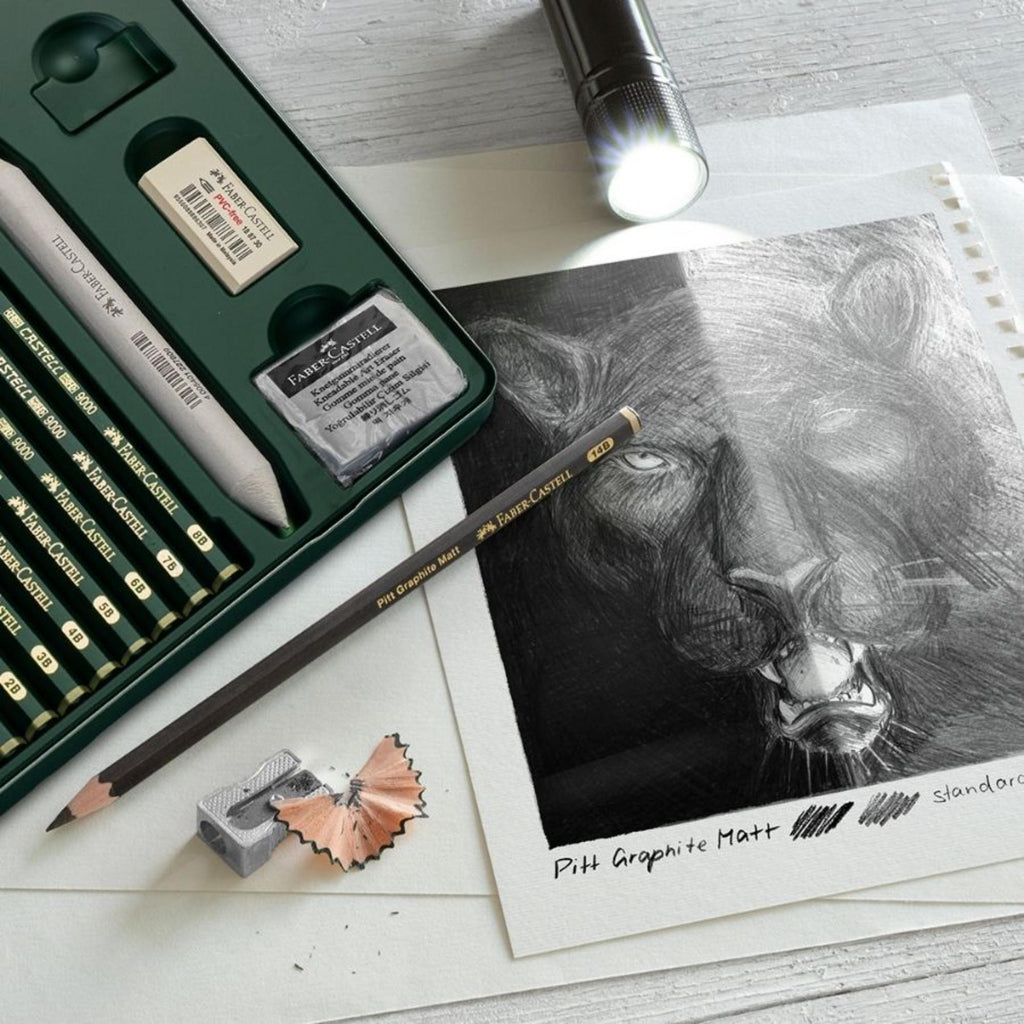 Estuche de metal Pitt Graphite Matt y Castell 9000 x20