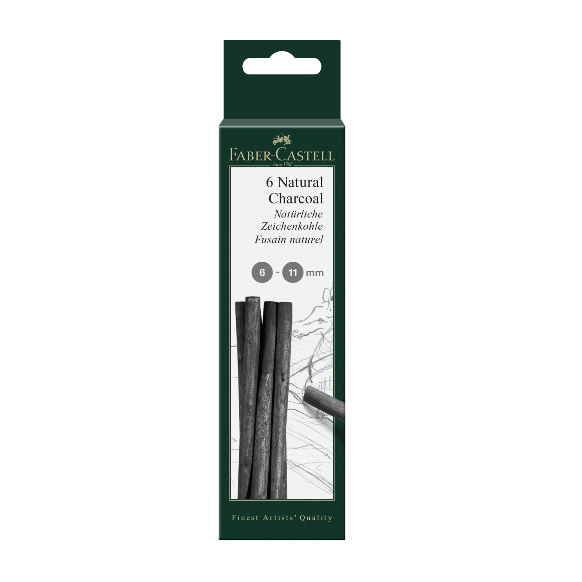 Carbón Vegetal Faber-Castell 6-11 MM Caja 6 barras