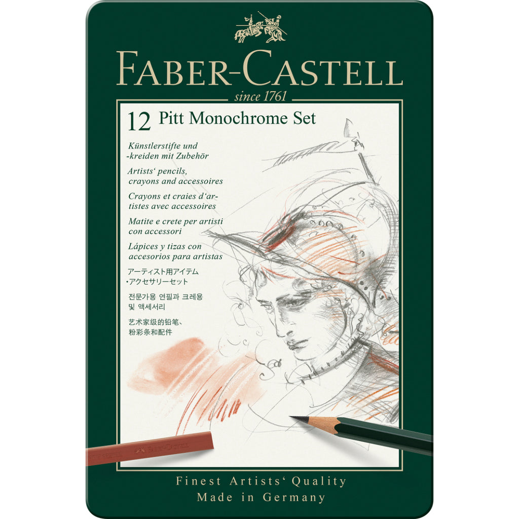 Juego Lápices Pitt Monochrome Est. Faber-Castell x12 und.