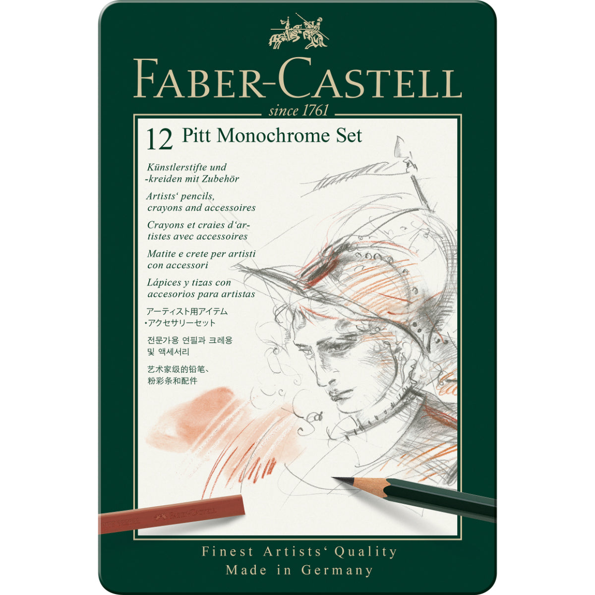 Juego Lápices Pitt Monochrome Est. Faber-Castell x12 und.