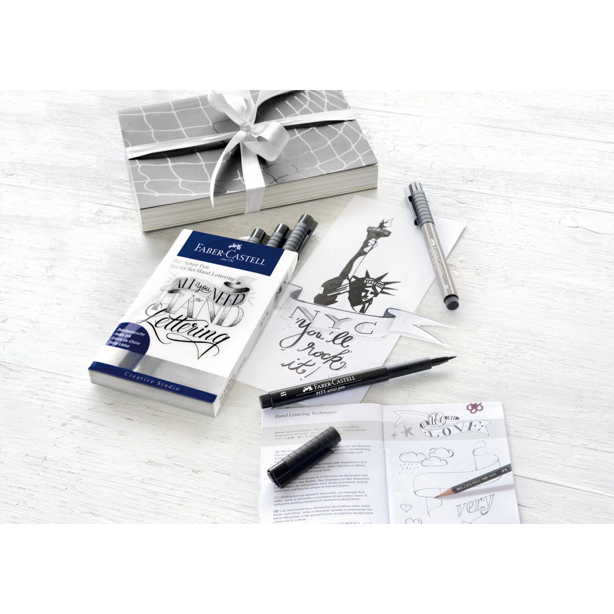 Marcador Lettering Tonos Negros Faber-Castell x8 uds.