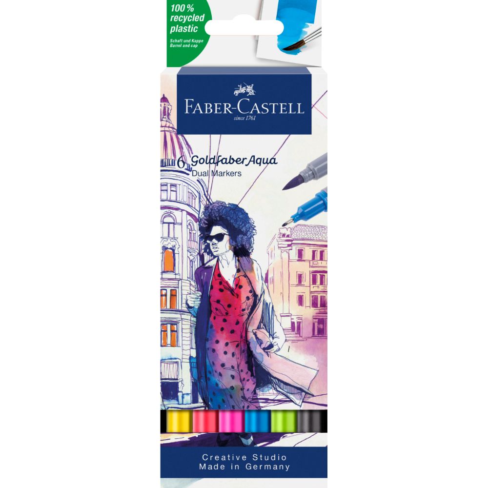 Marcador Dual Goldfaber Aqua Faber-Castell x6 Colores
