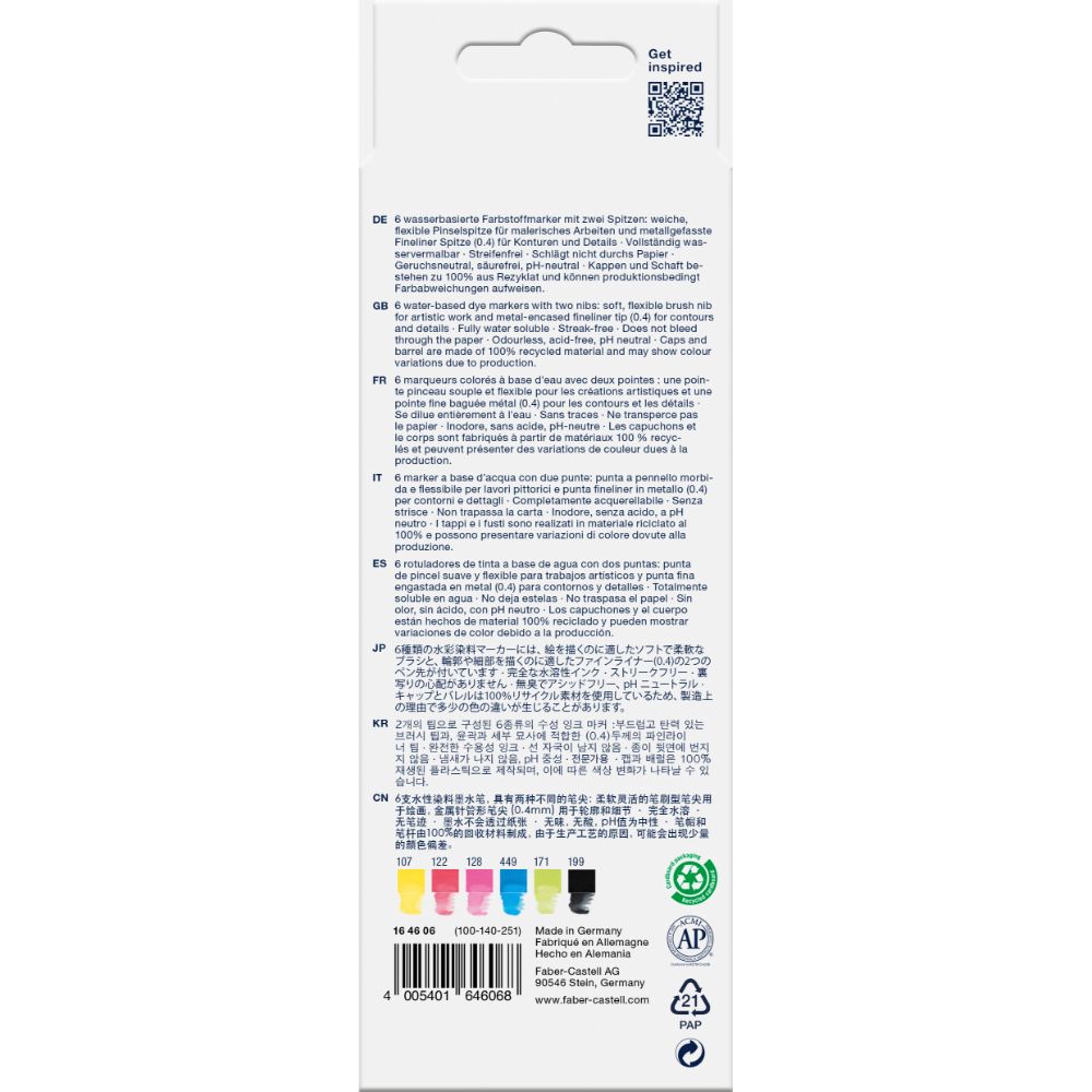 Marcador Dual Goldfaber Aqua Faber-Castell x6 Colores