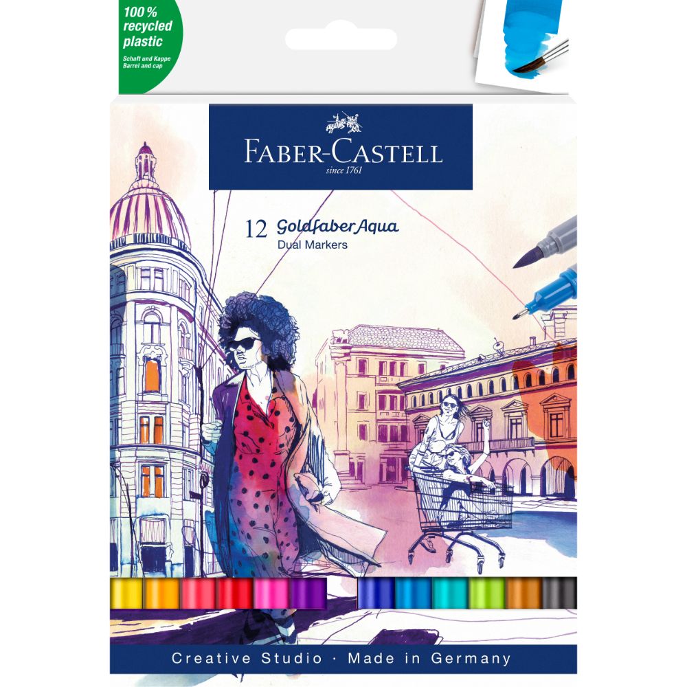 Marcador Dual Goldfaber Aqua Faber-Castell x12 Colores