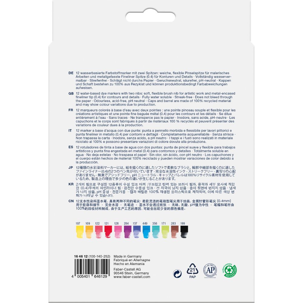 Marcador Dual Goldfaber Aqua Faber-Castell x12 Colores