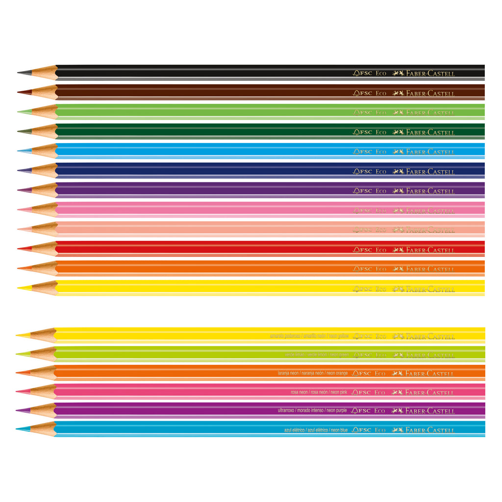 Ecolápices Faber-Castell x12 Colores + 6 Neón