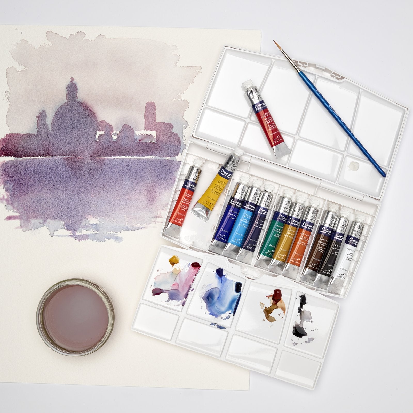 Acuarela Cotman winsor & Newton 12 Medio Godet Paint Plus