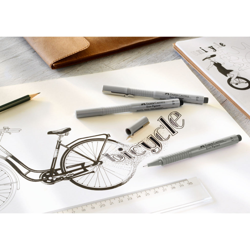 Rotulador Calibrado Eccopigment Negro Faber-Castell 8 Piezas