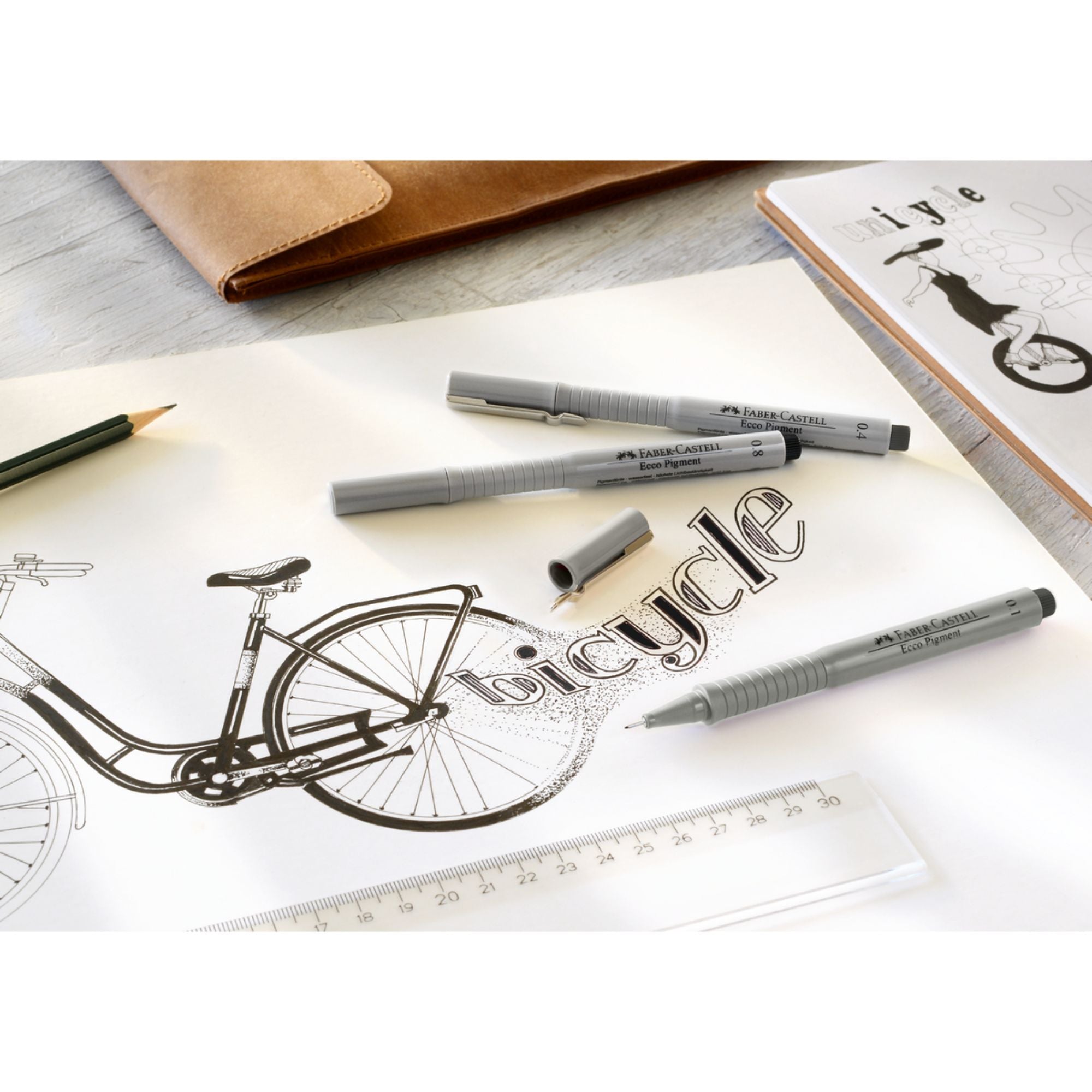 Rotulador Calibrado Eccopigment Negro Faber-Castell 8 Piezas