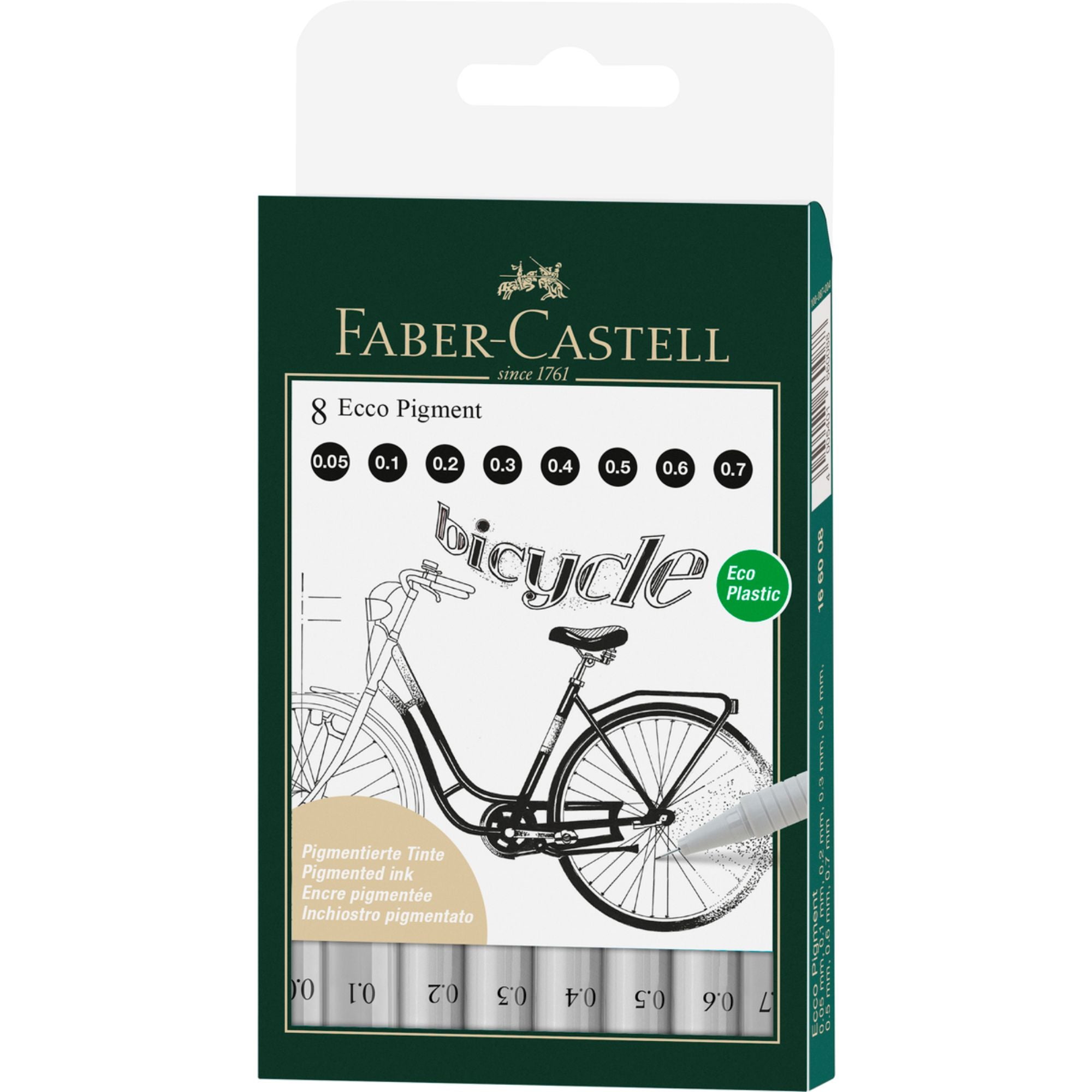 Rotulador Calibrado Eccopigment Negro Faber-Castell 8 Piezas