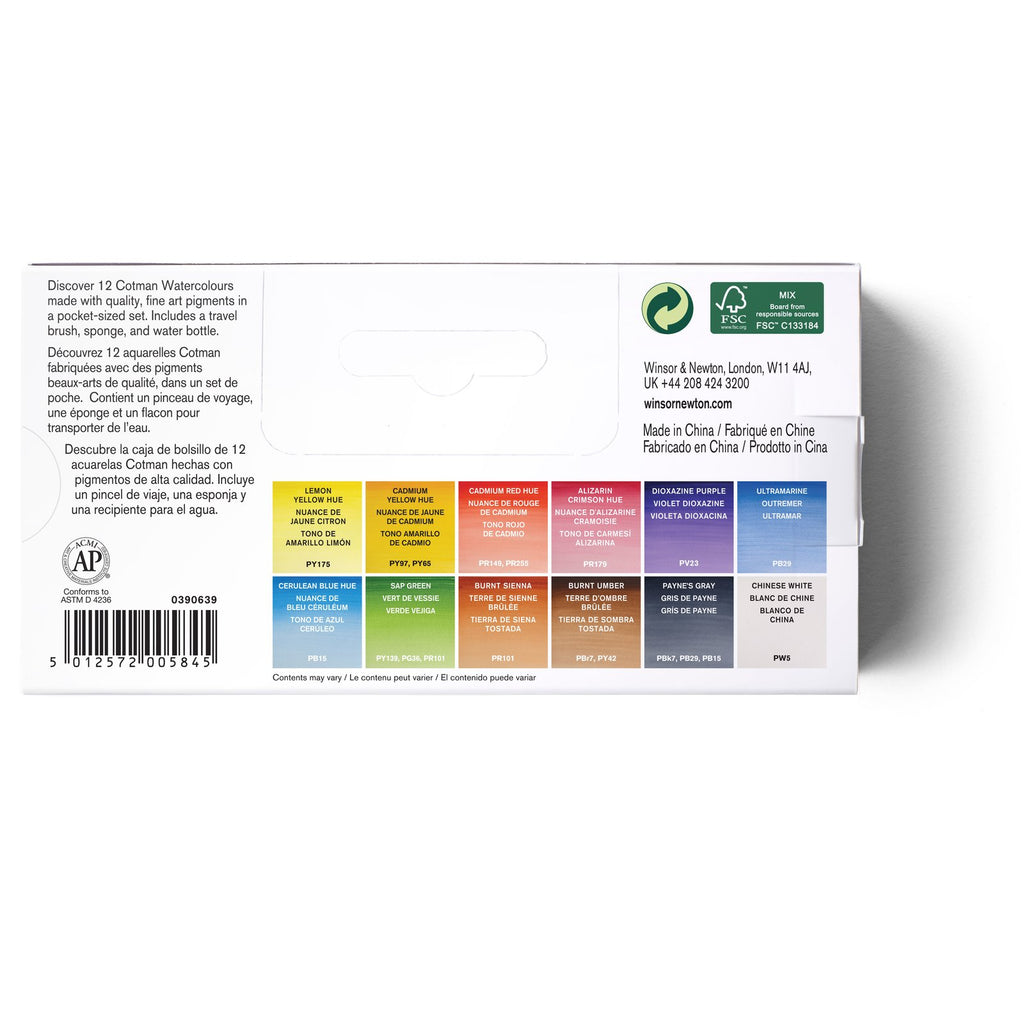 Set Acuarelas Cotman Winsor & Newton 12 Medio God