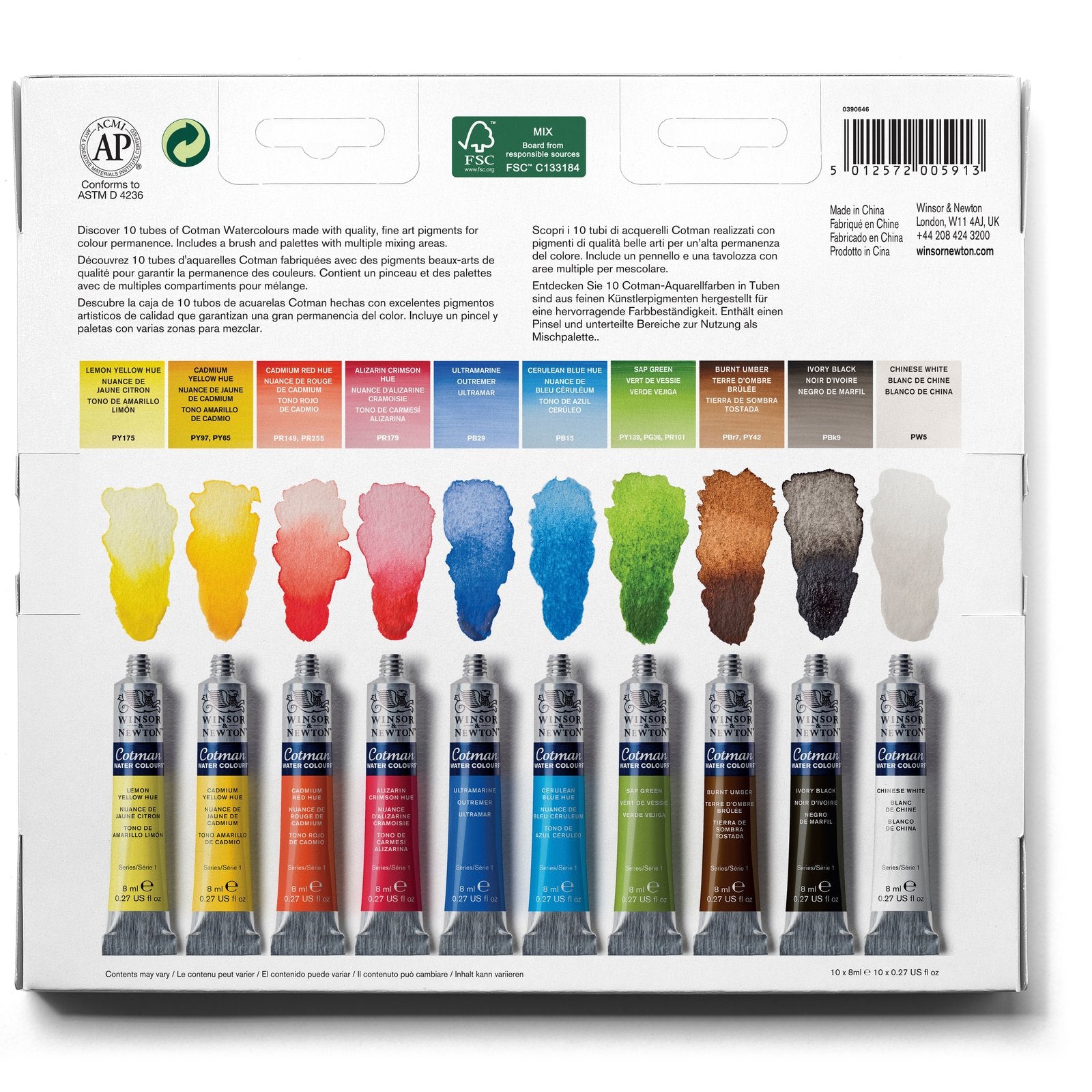 Acuarela Cotman Paleta Winsor & Newton 10 Tubos