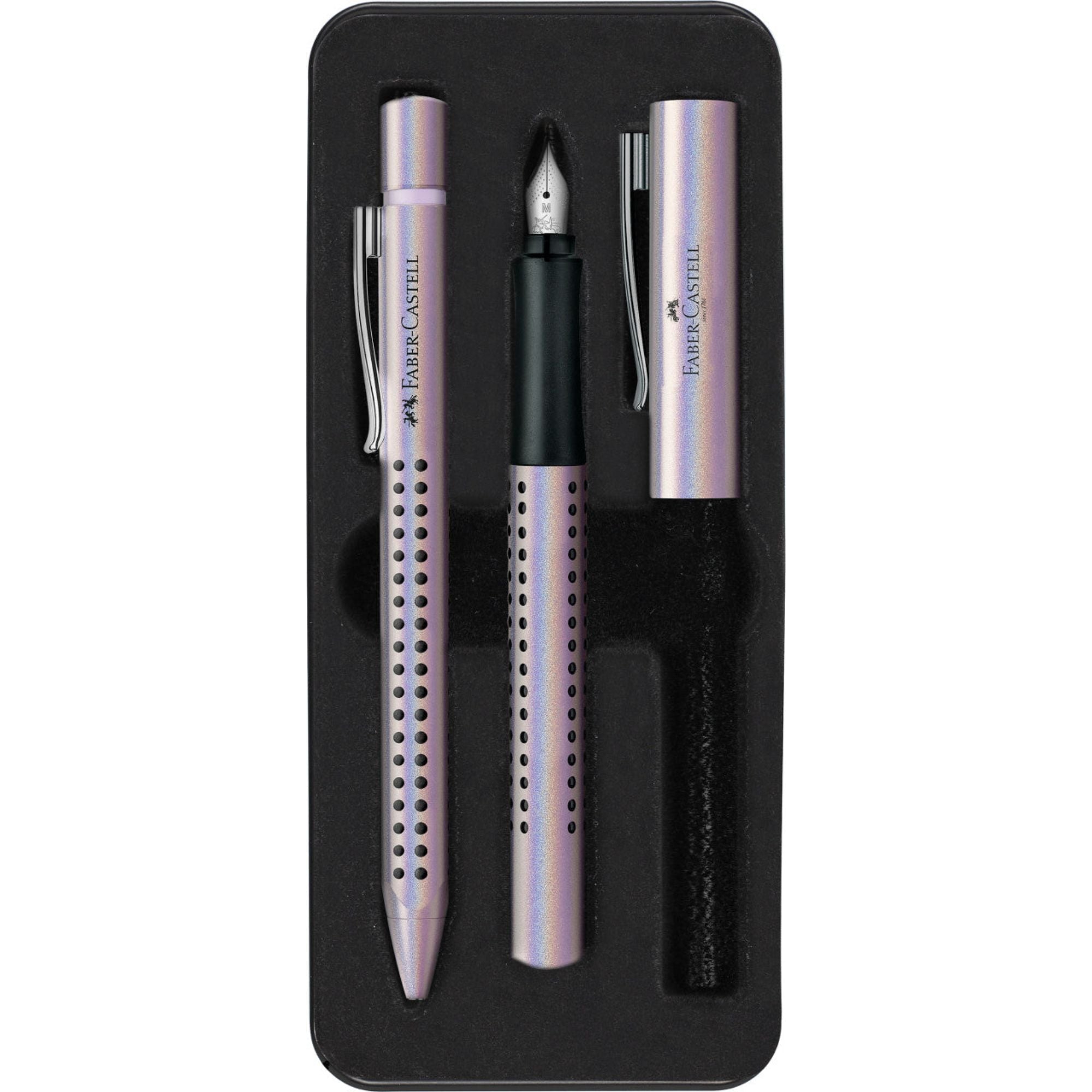 Pluma + Bolígrafo Grip Edition Faber-Castell Glam Pearl