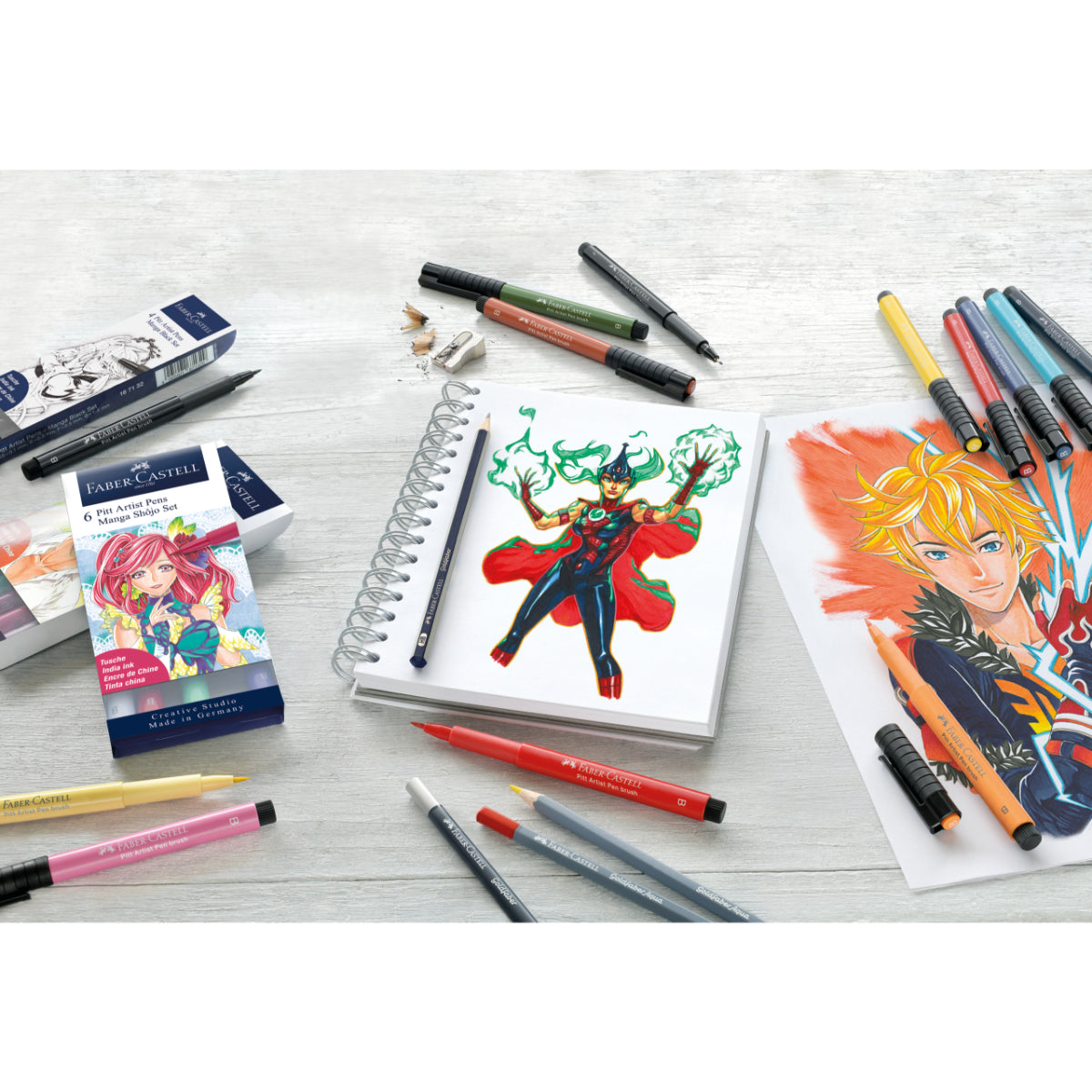 Marcador Pitt Artist Pen Manga Negro Faber-Castell x6 uds.
