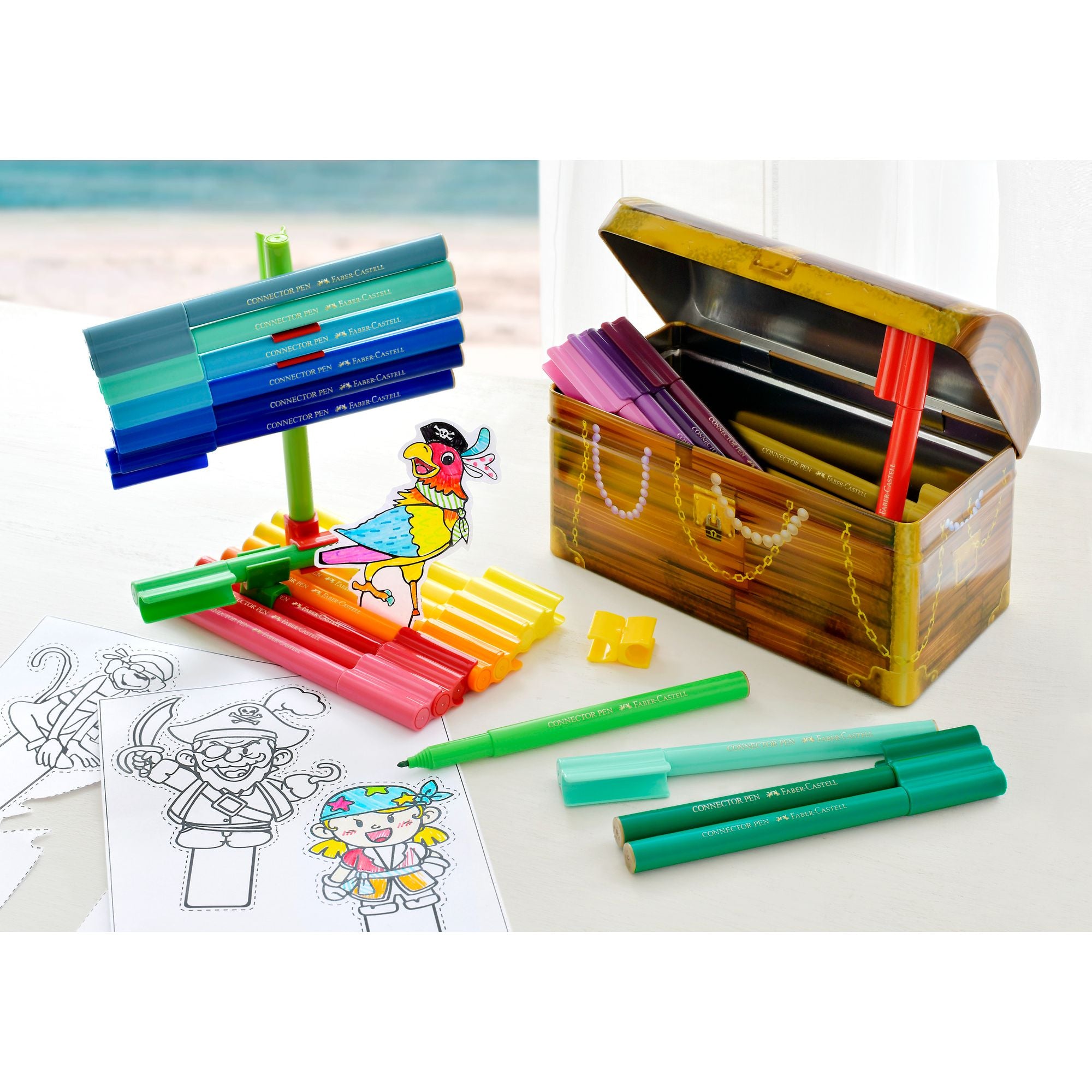 Marcador Connector Cofre Tesoro Faber-Castell x33 Colores