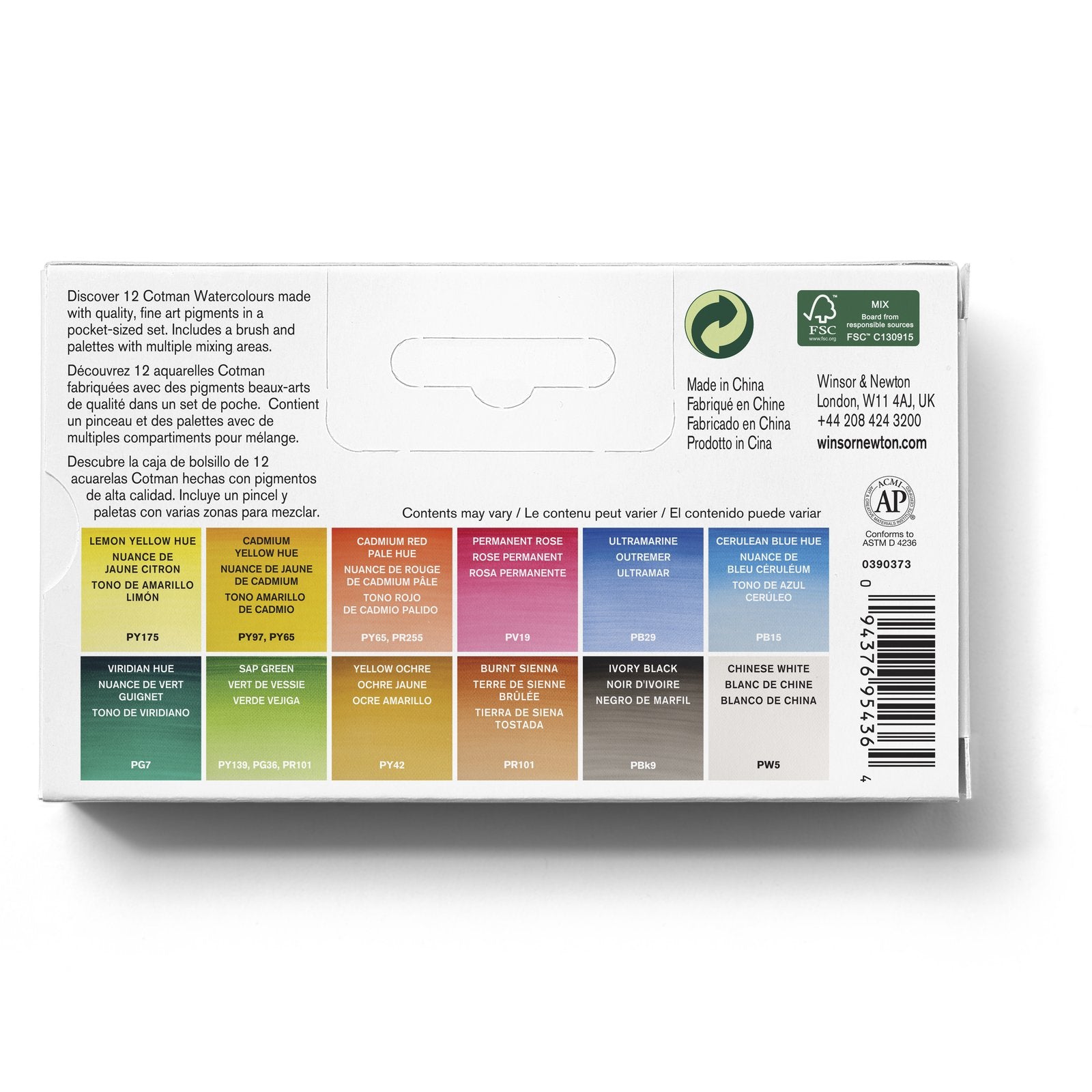 Acuarela Cotman winsor & Newton 12 Medio Godet + Pincel