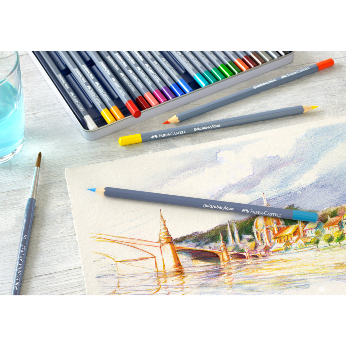 Lápiz Acuarelable Goldfaber Lata Faber-Castell x36 Colores