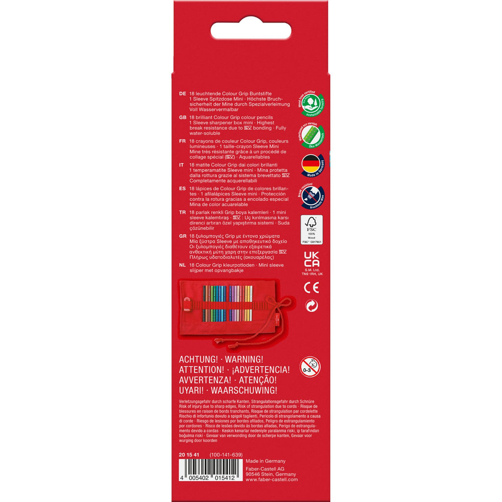Estuche Rollo Rojo + 18 Lápices Acuarelables Faber-Castell