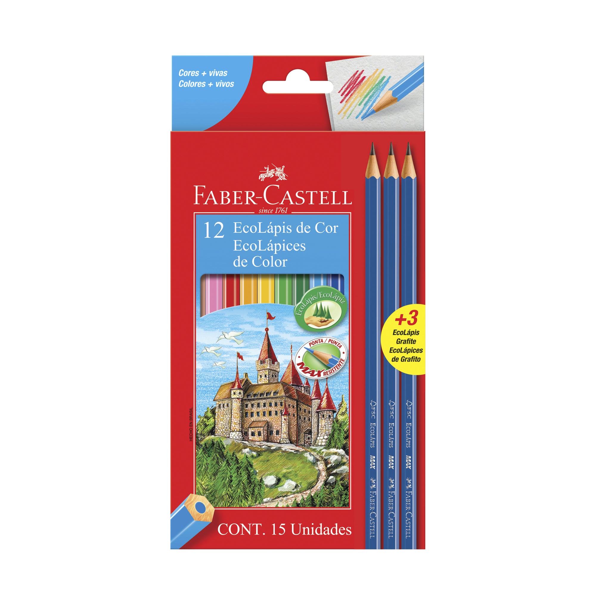 Lápices de Color Faber Castell x12 Colores + 3 Grafitos