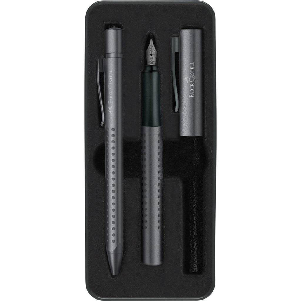 Pluma + Bolígrafo Grip Edition Faber-Castell Antracita