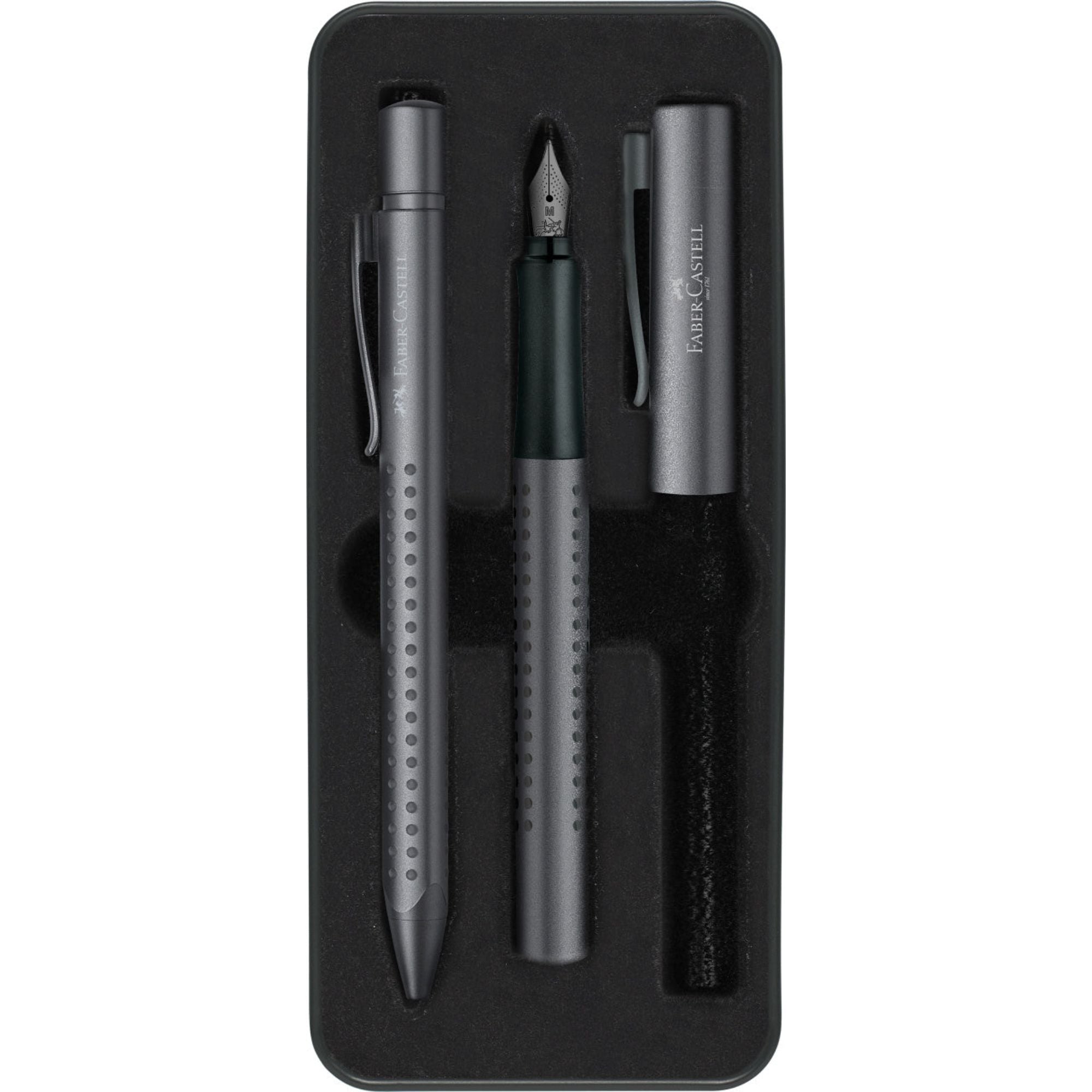 Pluma + Bolígrafo Grip Edition Faber-Castell Antracita