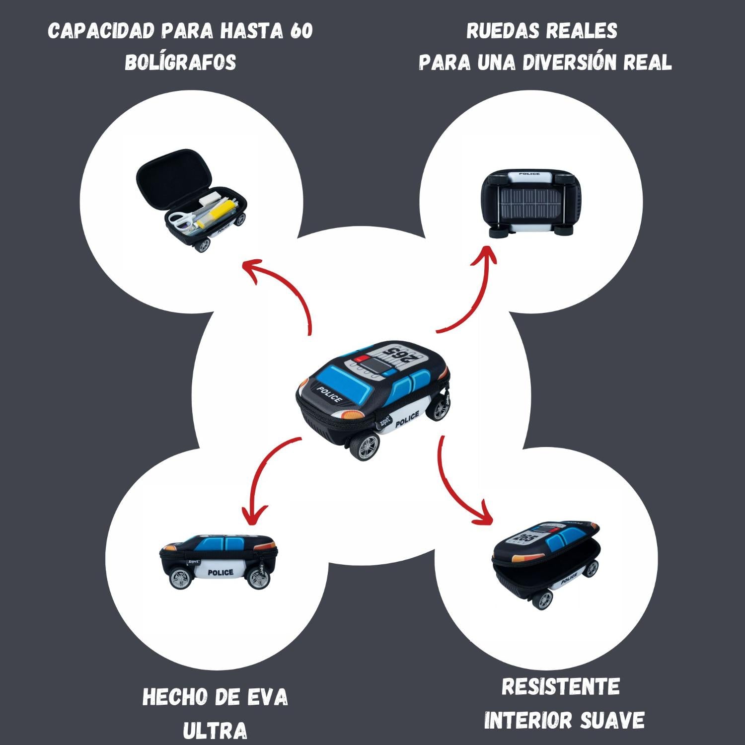 Estuche rígido Faber-Castell Policia Auto negro