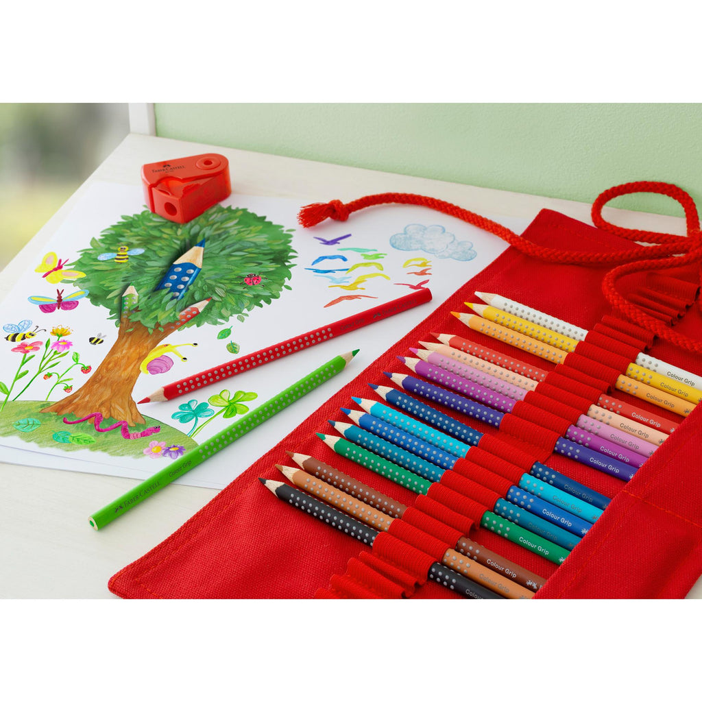 Estuche Rollo Rojo + 18 Lápices Acuarelables Faber-Castell