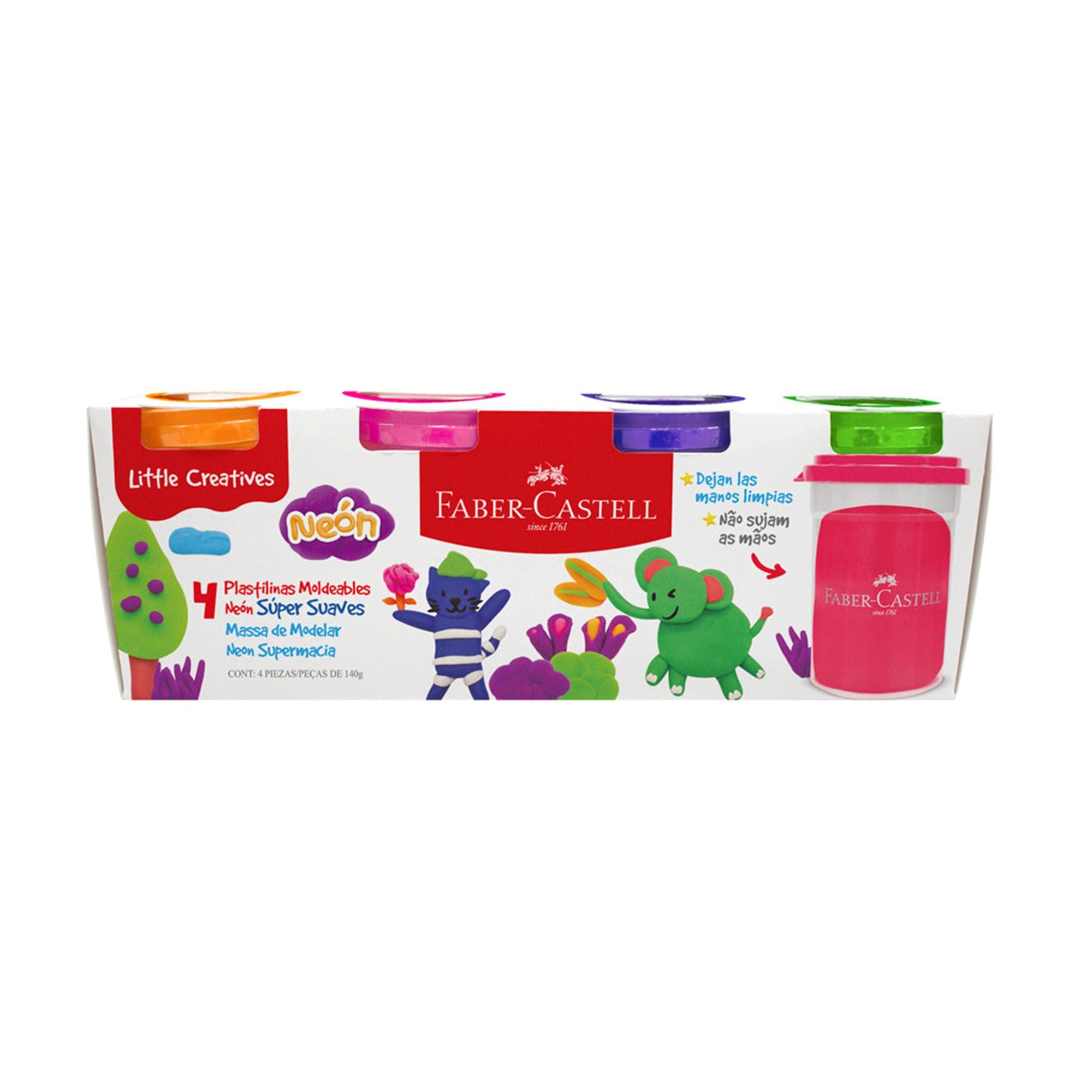 Plastilina Súpersuave Little Creative neón 140gx4