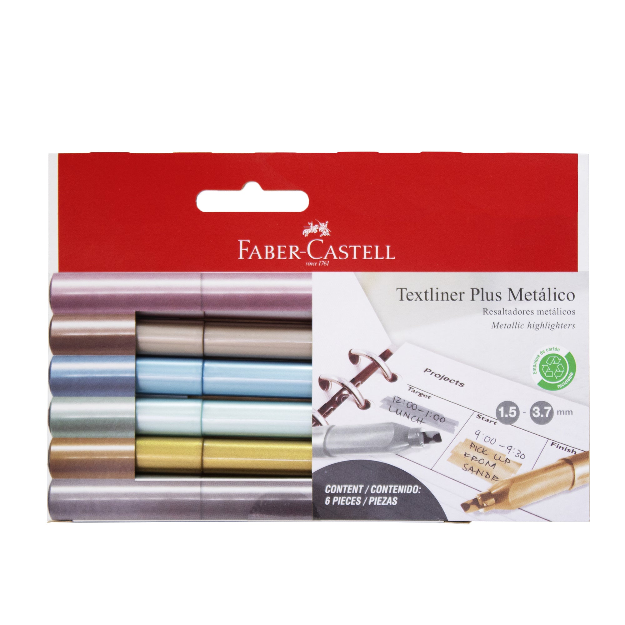 Destacador Textliner Plus Faber-Castell x6 Colores Metálicos
