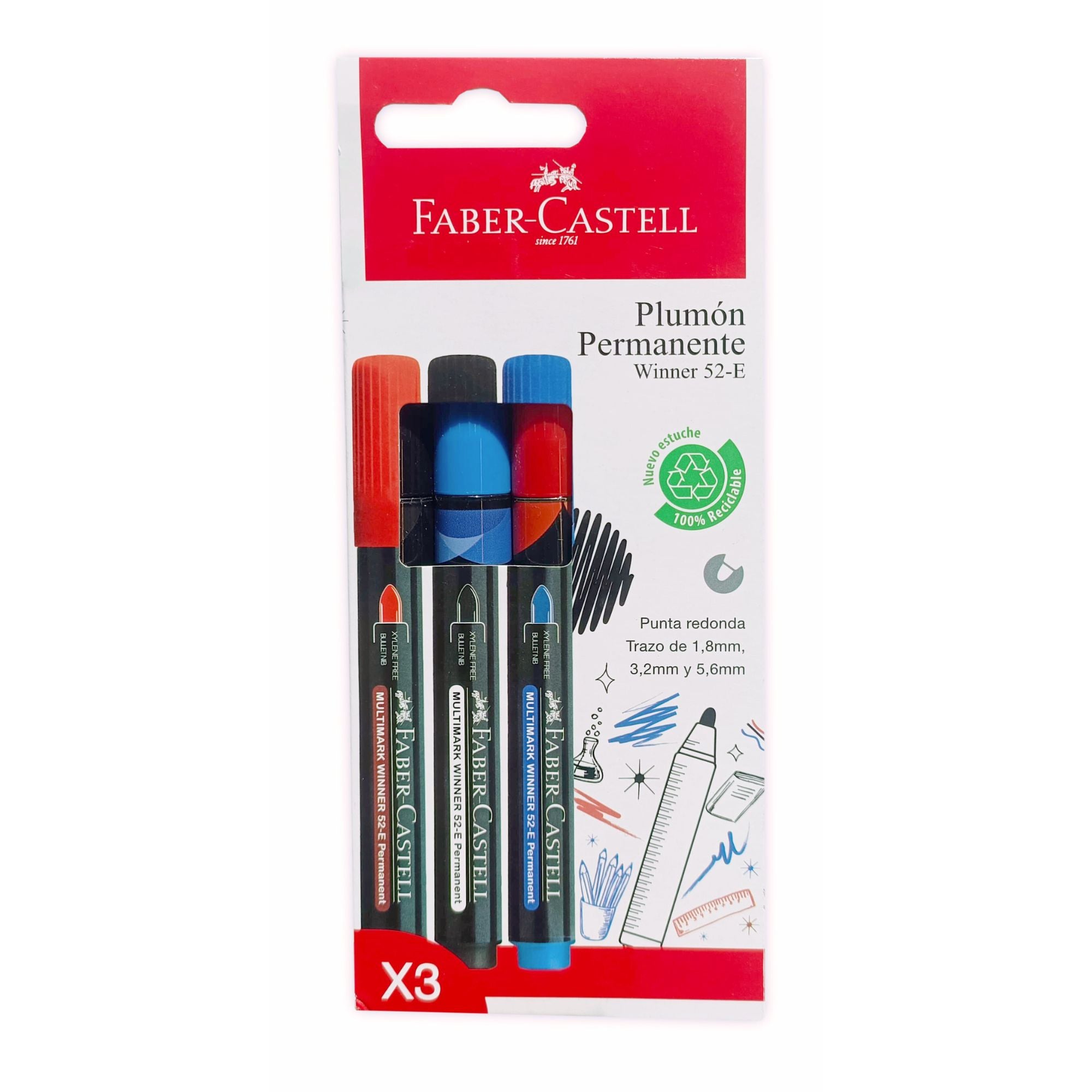 Lapiz grafito X2 con Boligrafo 032 x2 azules + Goma x1 BC