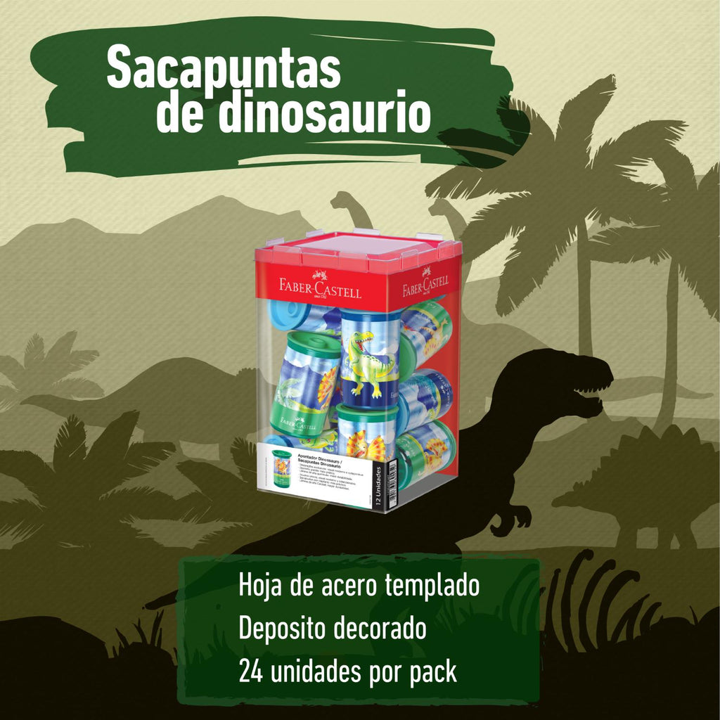 Sacapuntas c/deposito Faber-Castell Dinosaurio dyx12