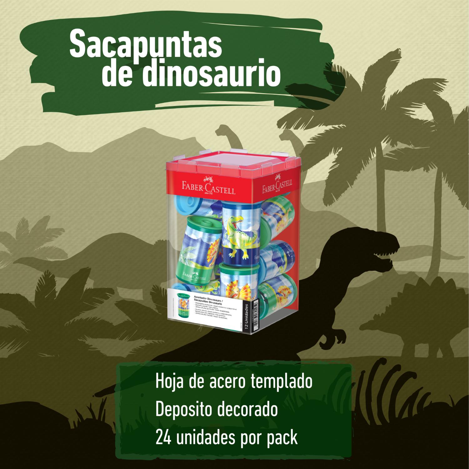 Sacapuntas c/deposito Faber-Castell Dinosaurio dyx12