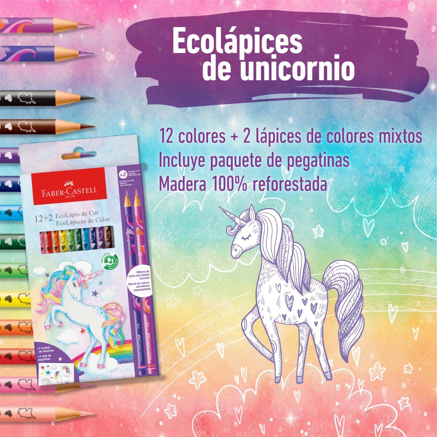 Ecolápices de Colores Faber-Castell Unicornio x12+2