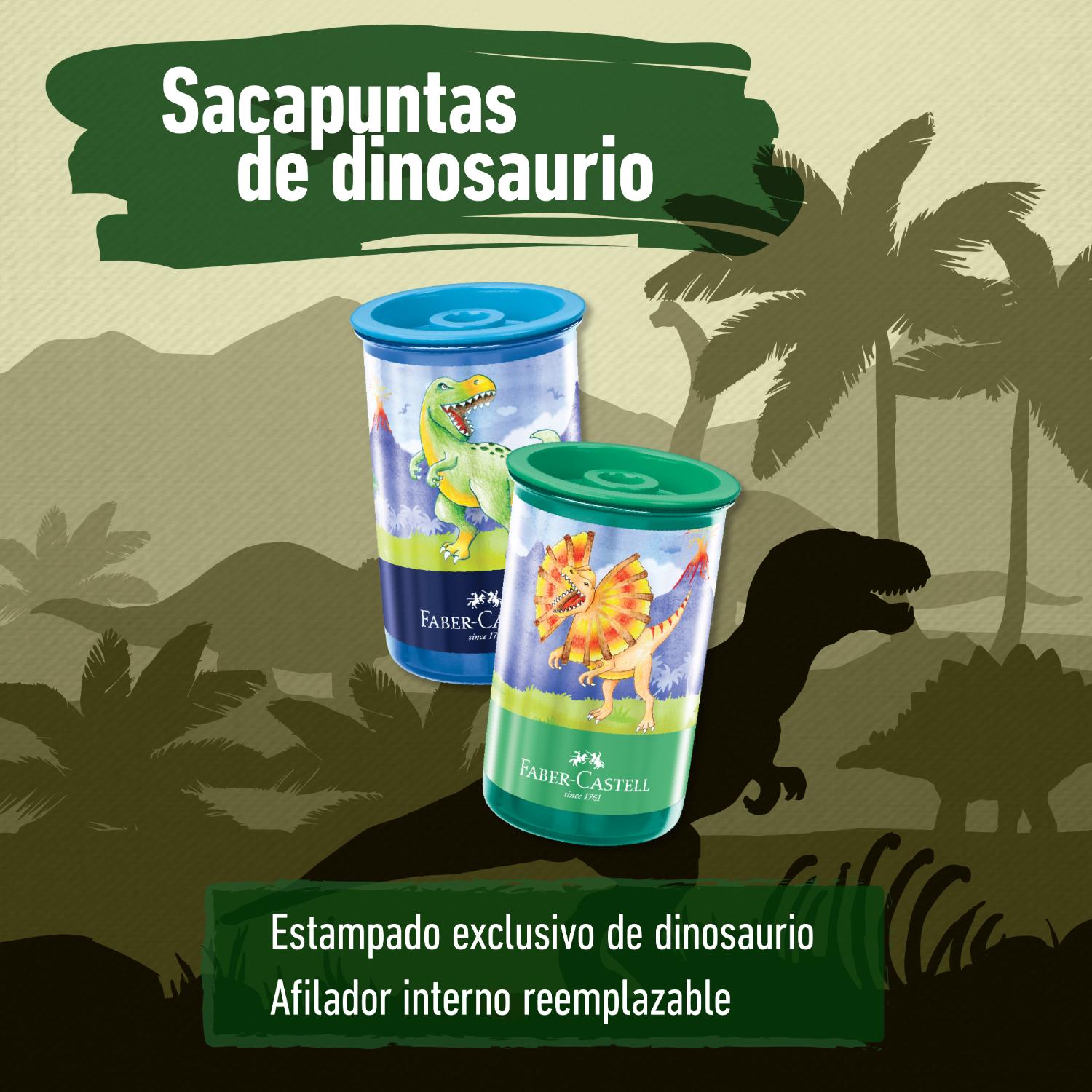 Sacapuntas c/deposito Faber-Castell Dinosaurio dyx12