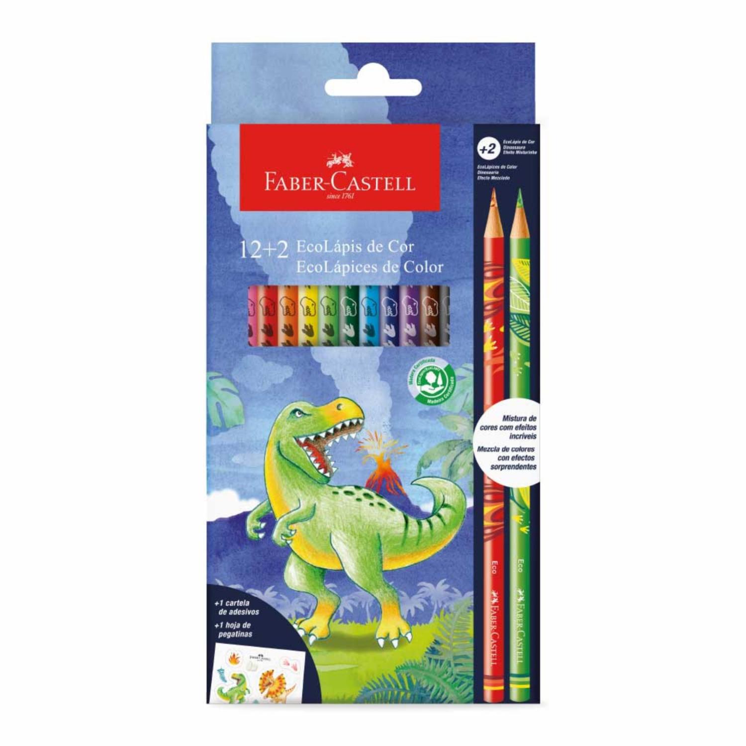 Ecolápices de Colores Dinosaurio Faber-Castell x12+2