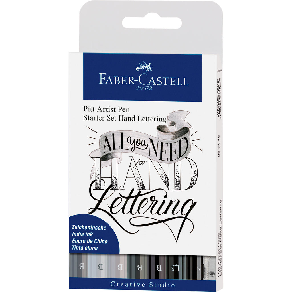 Marcador Lettering Tonos Negros Faber-Castell x8 uds.