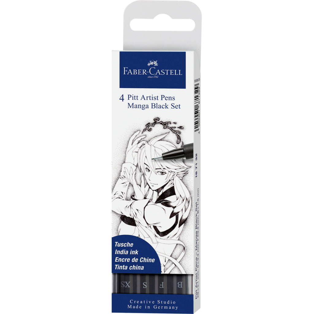 Marcador Pitt Artist Pen Manga Black Faber-Castell x4 uds.
