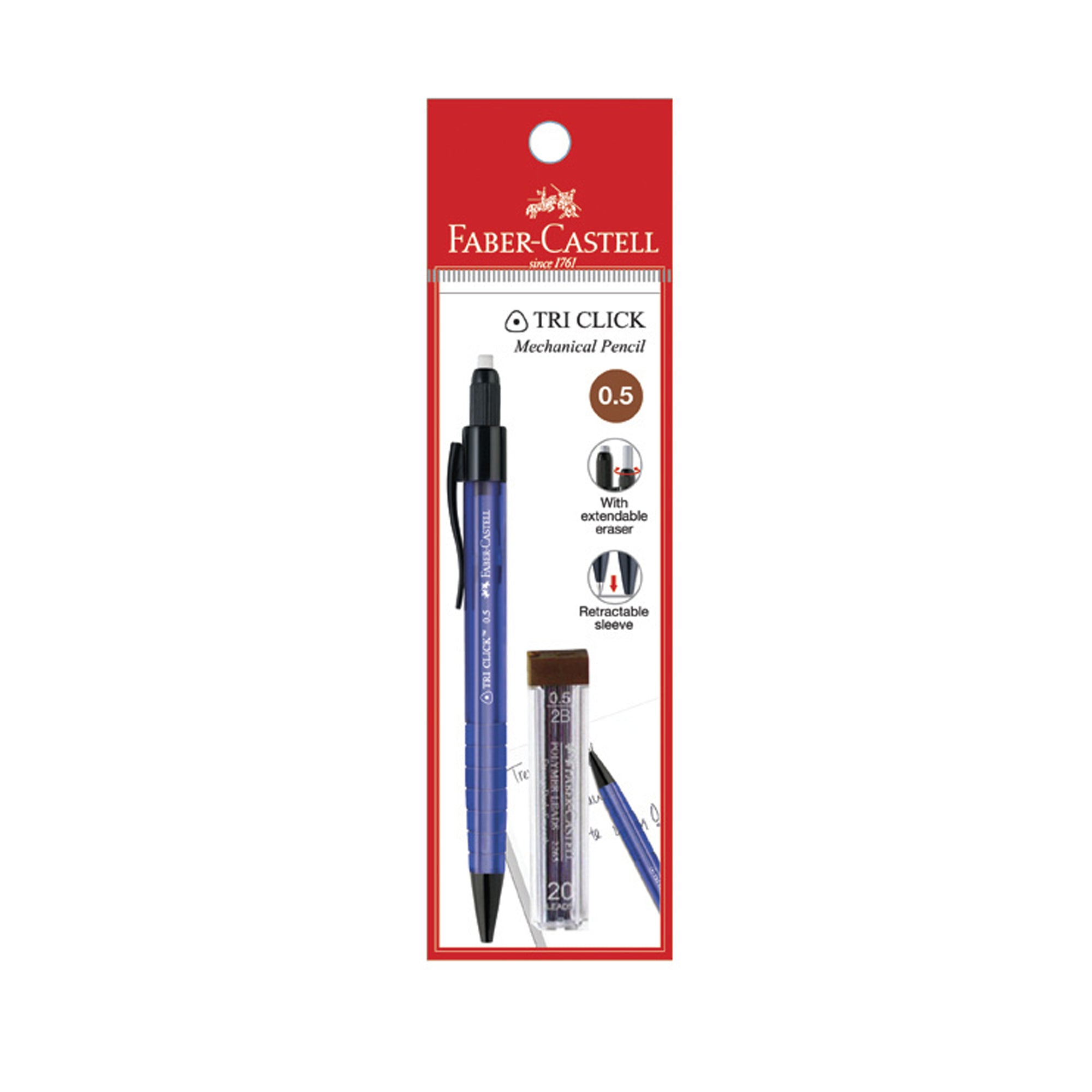 Portaminas Tri Click Faber-Castell 0.7mm Azul + minas x1