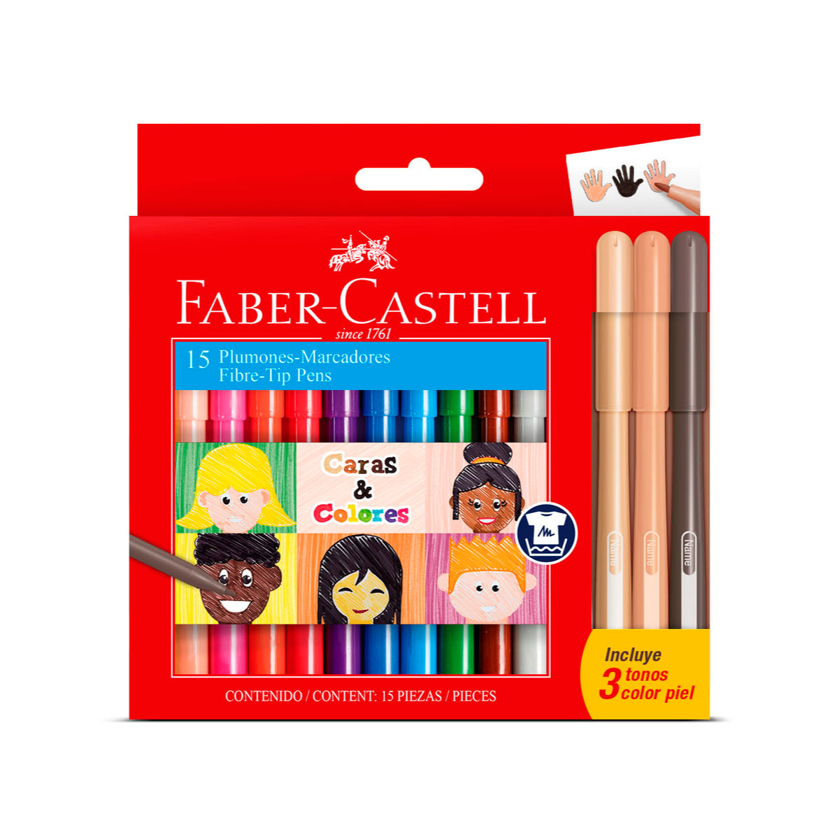 Marcador Fiesta Caras & Colores Faber-Castell x15 Colores