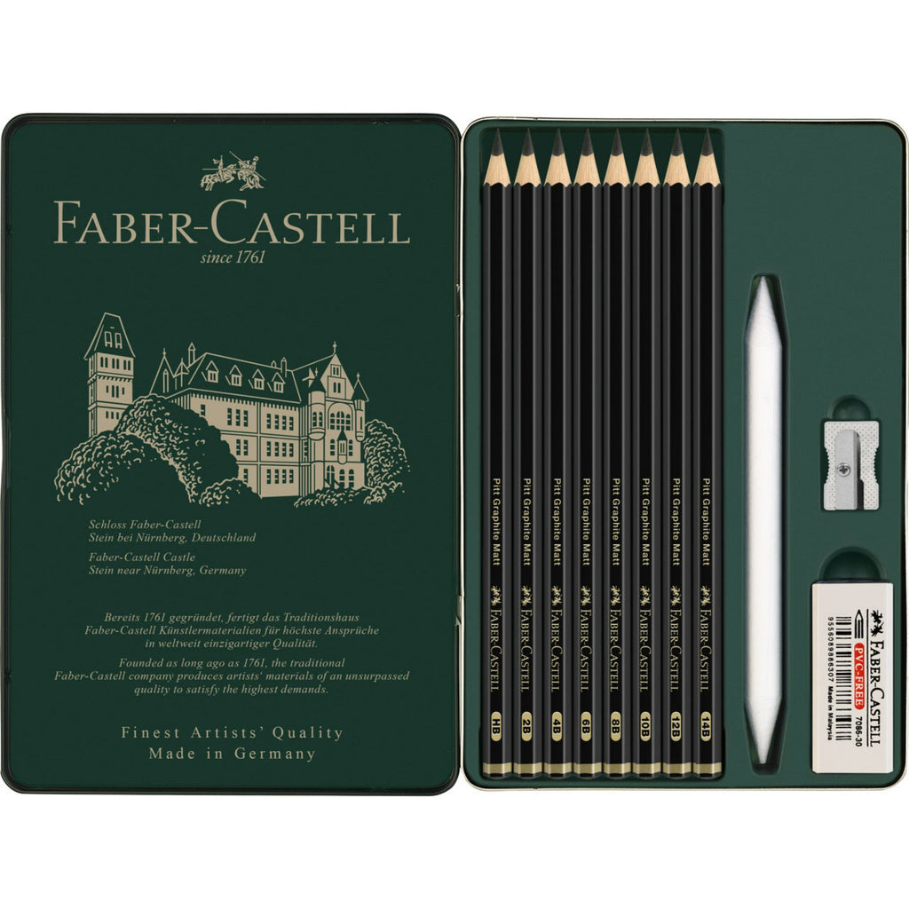 Lápices Pitt Graphite Matt Faber-Castell x11 uds. + Estuche
