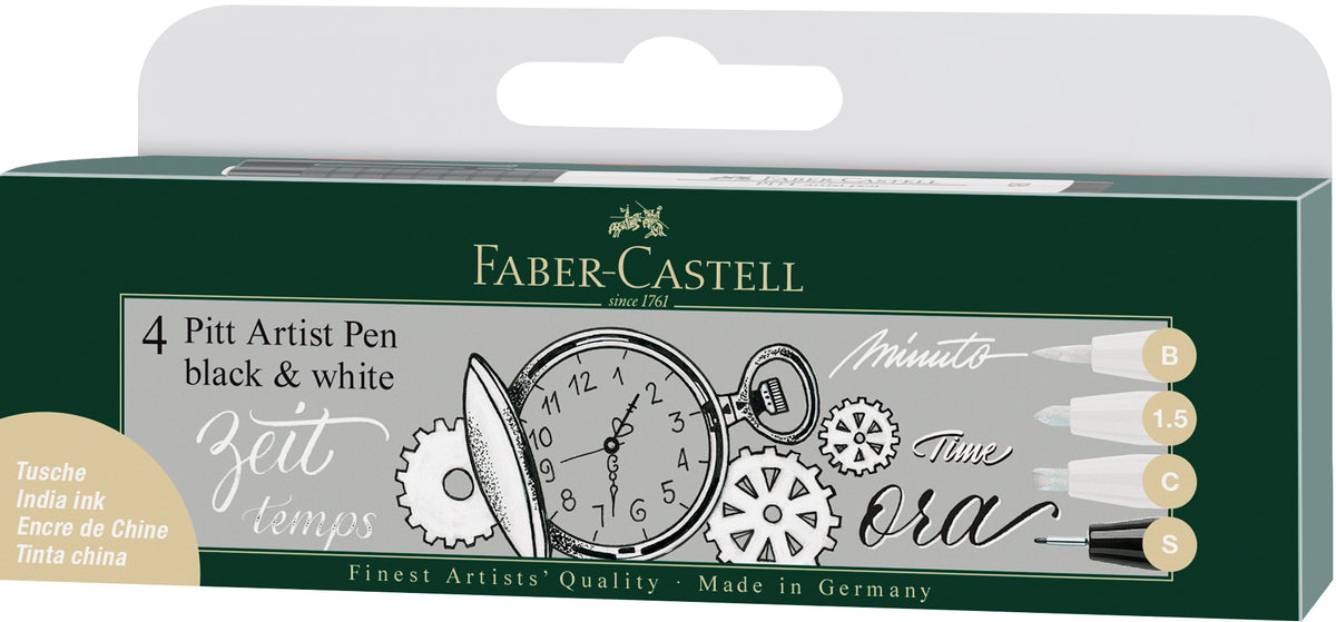 Marcador Pitt Artist Negro & Blanco Faber-Castell x4 uds.
