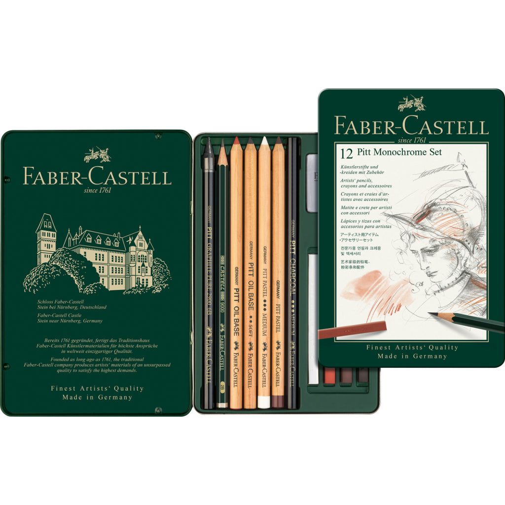 Juego Lápices Pitt Monochrome Est. Faber-Castell x12 und.