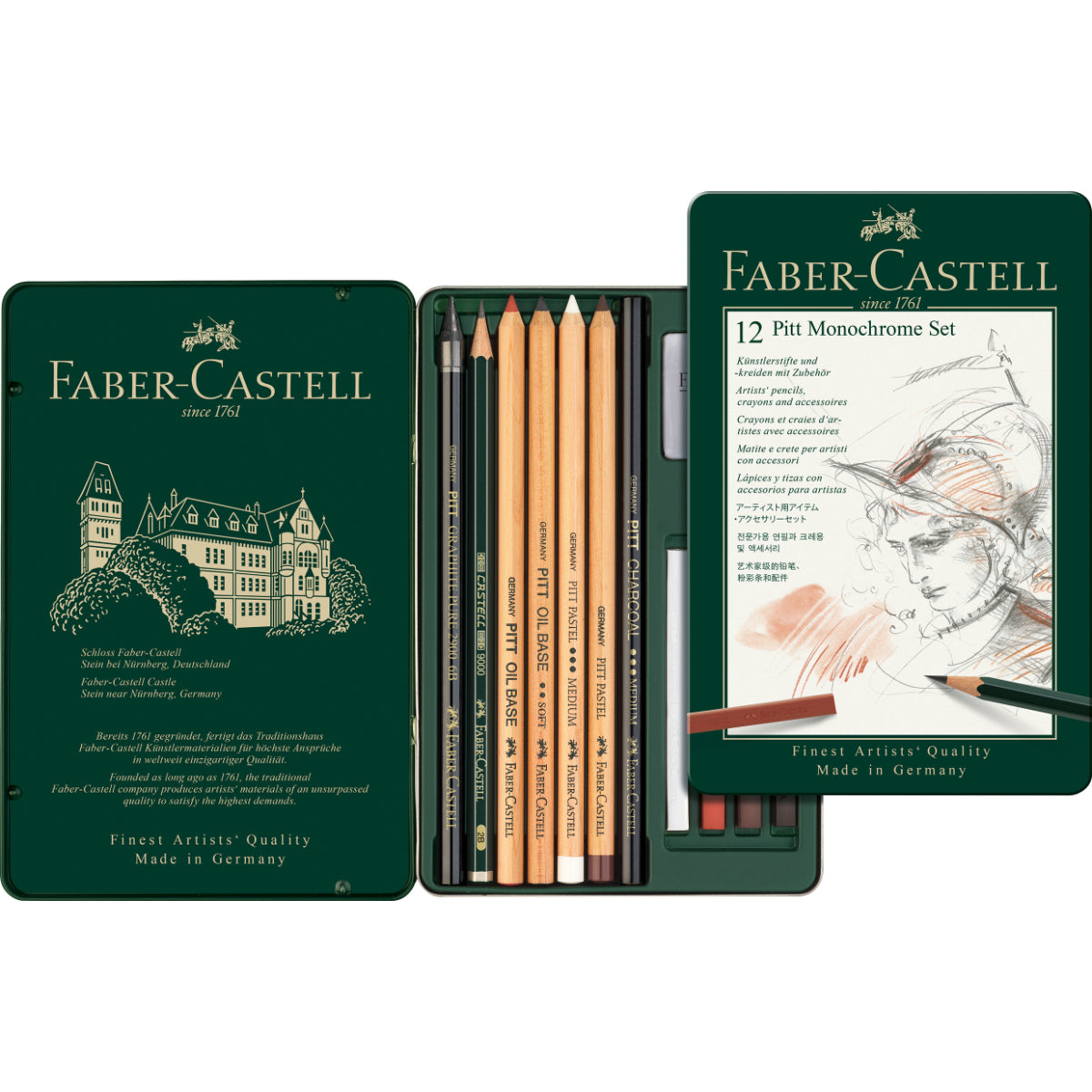 Juego Lápices Pitt Monochrome Est. Faber-Castell x12 und.