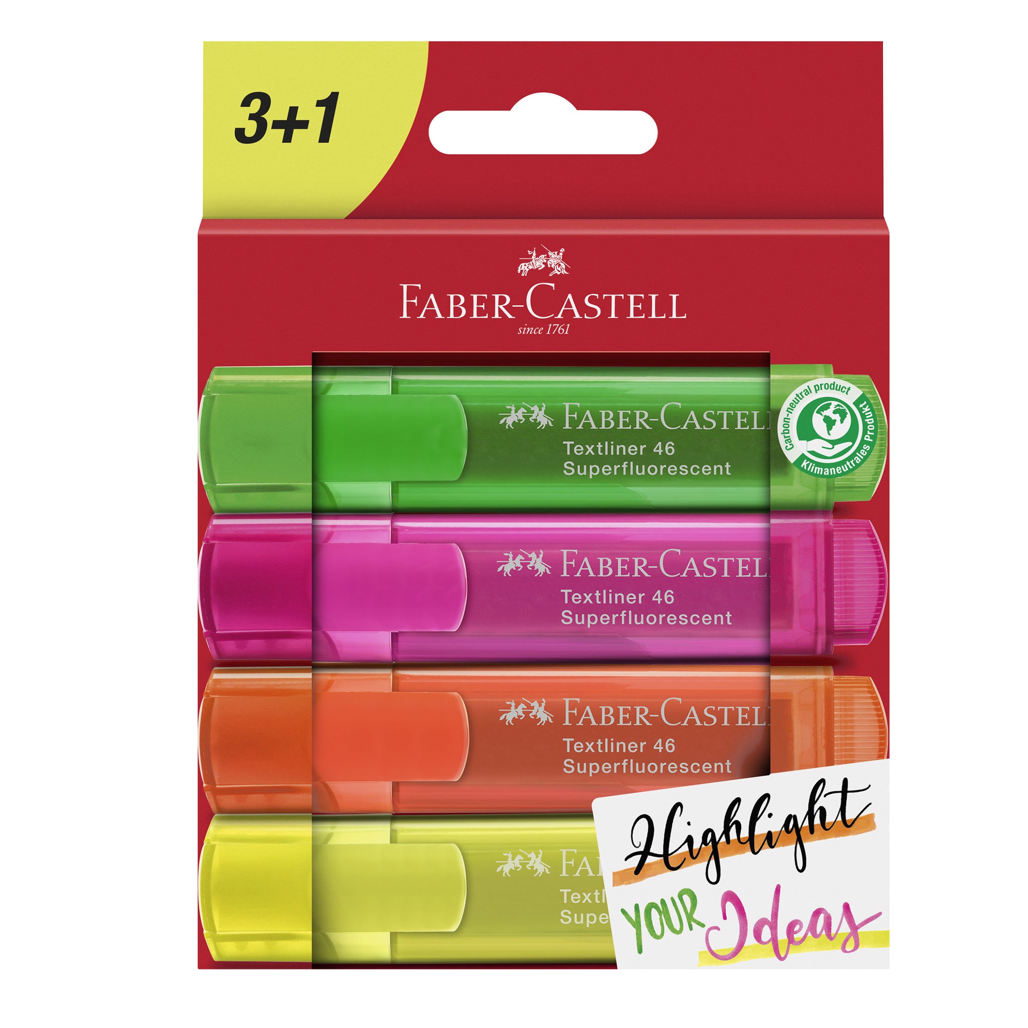 Destacador 46 Super Fluor Faber-Castell x4 Colores