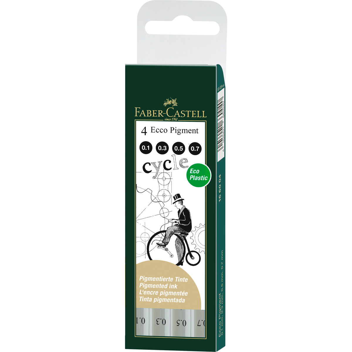 Rotulador Calibrado EccoPigment Negro Faber-Castell 4 Piezas
