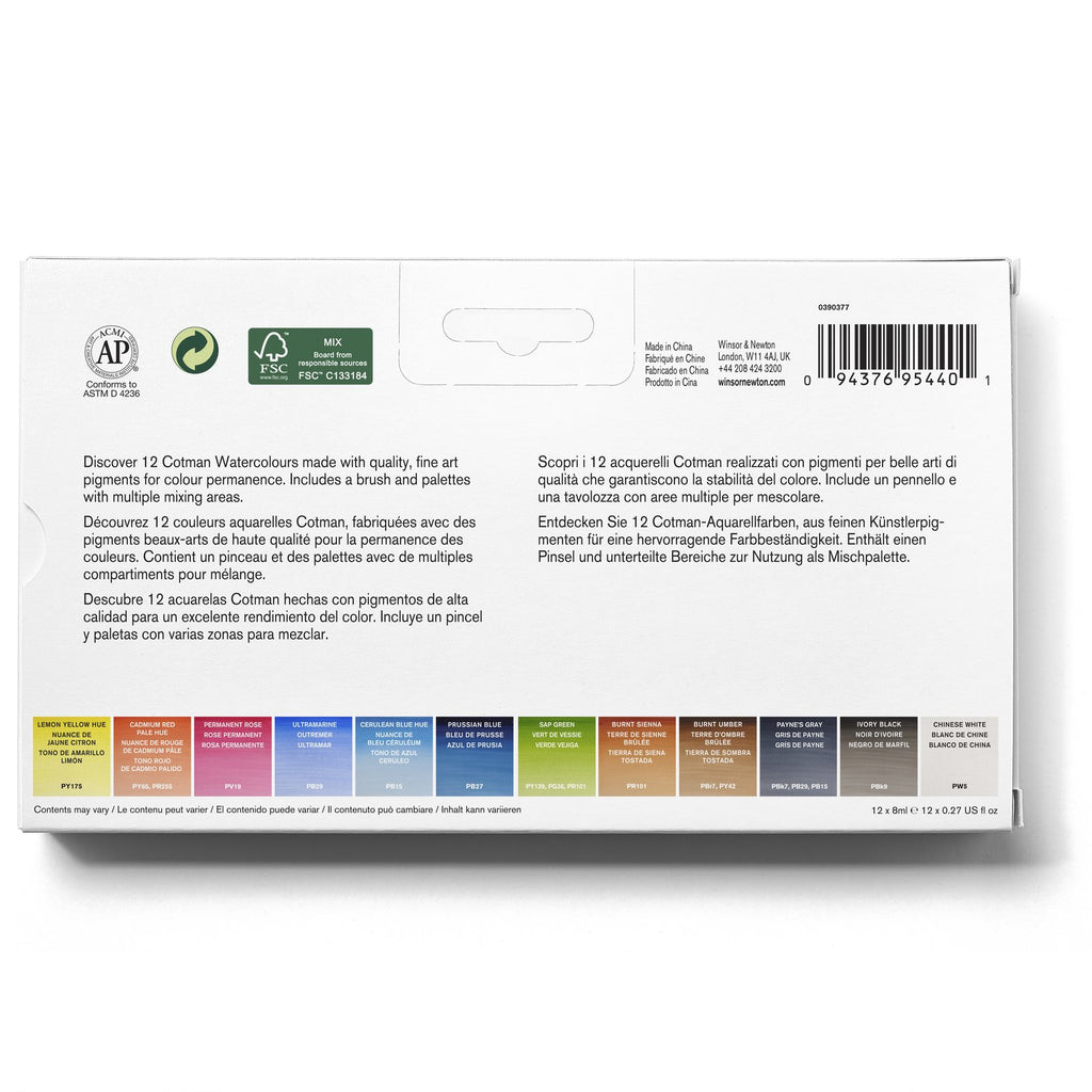 Acuarela Cotman winsor & Newton 12 Medio Godet Paint Plus
